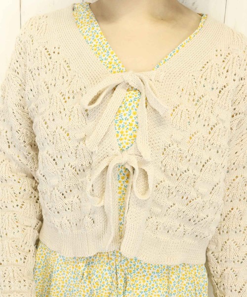 Clice de Paris（クリシェドゥパリス）の「K/フロントリボンカーディガン（カーディガン/ボレロ・レディース・アイボリー/ブラック/ピンク・ONESIZE）」の12枚目の写真