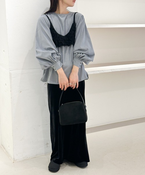 にこちゃん様 マイラン ボリュームスリーブ シャツドレス 羽織にも ボリュームスリーブブラウス ブラウス 夏トップス[品番：COCW0005357