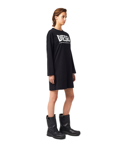 DIESEL（ディーゼル）の「レディース サステナブル コットン ワンピース ディーゼル ロゴ 長袖（ワンピース・レディース・ダークグリーン/ブラック/ホワイト・LARGE/SMALL/X-SMALL/MEDIUM）」の11枚目の写真