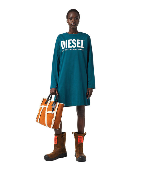 DIESEL（ディーゼル）の「レディース サステナブル コットン ワンピース ディーゼル ロゴ 長袖（ワンピース・レディース・ダークグリーン/ブラック/ホワイト・LARGE/SMALL/X-SMALL/MEDIUM）」の22枚目の写真