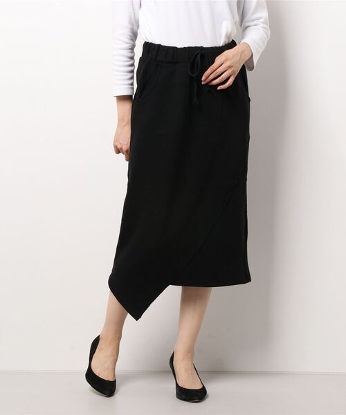 Q（キュー）の「アシメスウェットスカート（スカート・レディース・ライトグレー/ブラック・MEDIUM）」の6枚目の写真