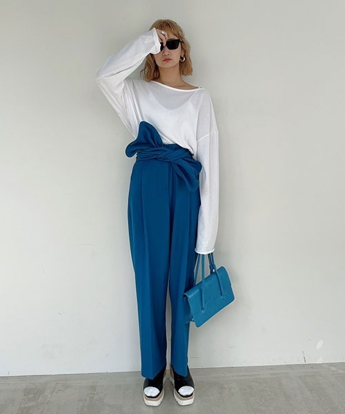 AMAIL(アマイル)の「Happy ribbon 2way パンツ(スラックス・レディース・ブラウン/ブルー・S/M)」の12枚目の写真