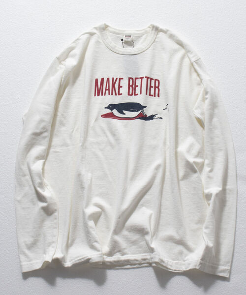 BARNS OUTFITTERS（バーンズアウトフィッターズ）の「【BARNS OUTFITTERS/バーンズアウトフィッターズ】別注プリント ロングスリーブTシャツ ロンT（Tシャツ/カットソー・メンズ・ライトグレー/ホワイト・L/S/M）」の2枚目の写真