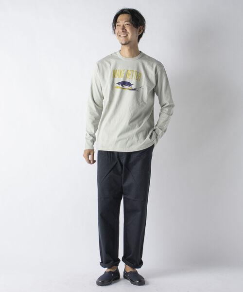BARNS OUTFITTERS（バーンズアウトフィッターズ）の「【BARNS OUTFITTERS/バーンズアウトフィッターズ】別注プリント ロングスリーブTシャツ ロンT（Tシャツ/カットソー・メンズ・ライトグレー/ホワイト・L/S/M）」の3枚目の写真