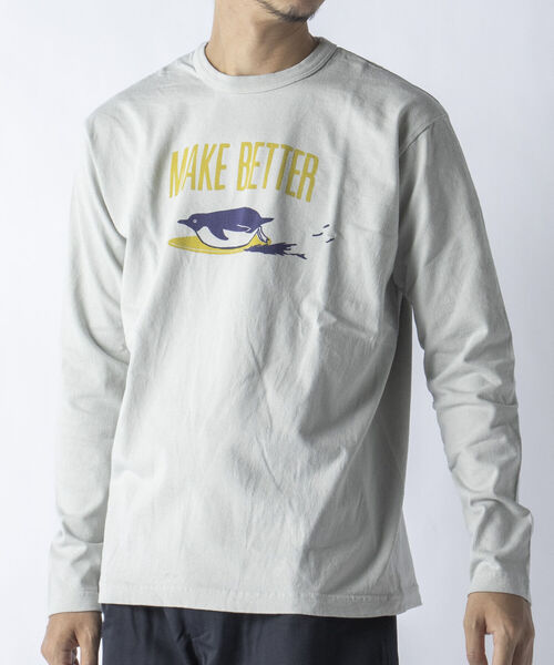 BARNS OUTFITTERS（バーンズアウトフィッターズ）の「【BARNS OUTFITTERS/バーンズアウトフィッターズ】別注プリント ロングスリーブTシャツ ロンT（Tシャツ/カットソー・メンズ・ライトグレー/ホワイト・L/S/M）」の6枚目の写真
