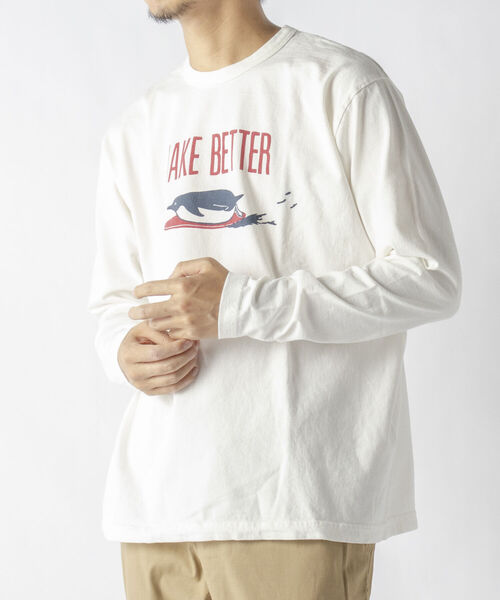 BARNS OUTFITTERS（バーンズアウトフィッターズ）の「【BARNS OUTFITTERS/バーンズアウトフィッターズ】別注プリント ロングスリーブTシャツ ロンT（Tシャツ/カットソー・メンズ・ライトグレー/ホワイト・L/S/M）」の8枚目の写真