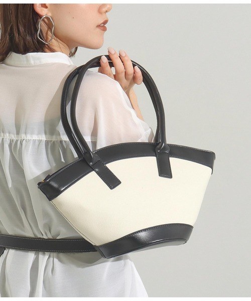 Settimissimo（セッティミッシモ）の「バイカラーオーバルデザインショルダーバッグ（ハンドバッグ・レディース・ブラック/ブラウン・FREE）」の6枚目の写真