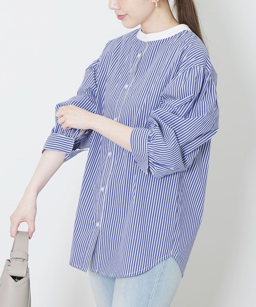 URBAN RESEARCH Sonny Label（アーバンリサーチサニーレーベル）の「バンドカラーパフスリーブブラウス（シャツ/ブラウス・レディース・オフホワイト/ブラック/ブルー・FREE）」の3枚目の写真