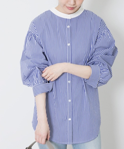 URBAN RESEARCH Sonny Label（アーバンリサーチサニーレーベル）の「バンドカラーパフスリーブブラウス（シャツ/ブラウス・レディース・オフホワイト/ブラック/ブルー・FREE）」の4枚目の写真