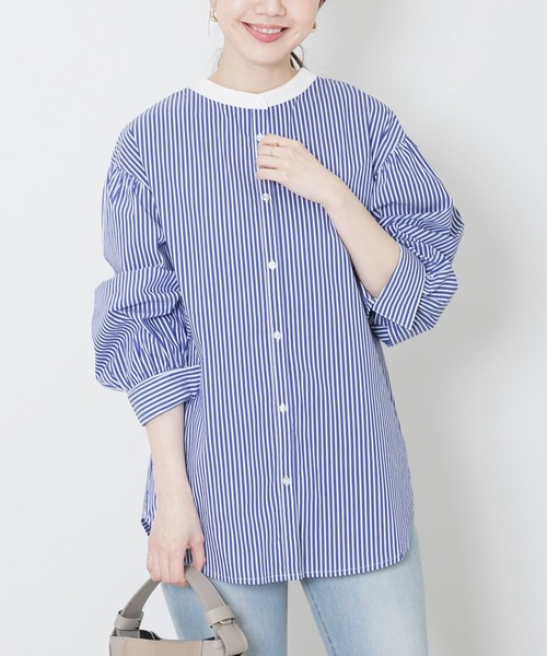 URBAN RESEARCH Sonny Label（アーバンリサーチサニーレーベル）の「バンドカラーパフスリーブブラウス（シャツ/ブラウス・レディース・オフホワイト/ブラック/ブルー・FREE）」の5枚目の写真