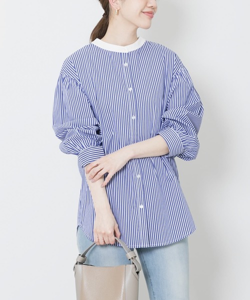 URBAN RESEARCH Sonny Label（アーバンリサーチサニーレーベル）の「バンドカラーパフスリーブブラウス（シャツ/ブラウス・レディース・オフホワイト/ブラック/ブルー・FREE）」の6枚目の写真