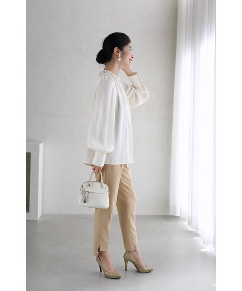 cawaii（カワイイ）の「美しく艶めくパールネックのブラウストップス（シャツ/ブラウス・レディース・ホワイト・FREE）」の12枚目の写真