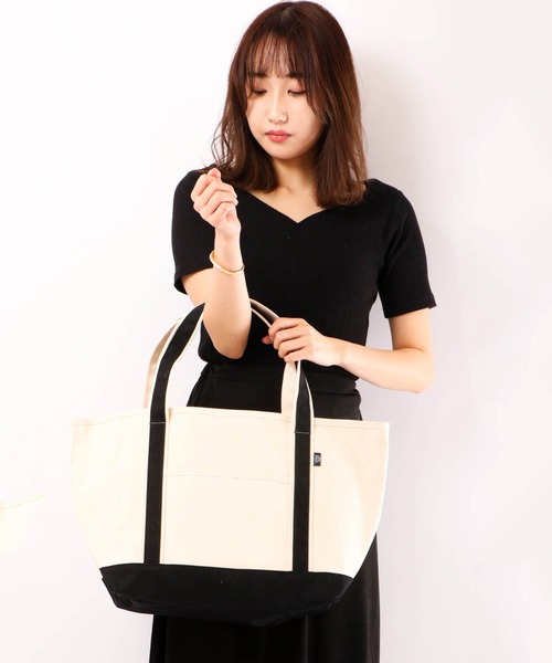 MAKE UP(メイクアップ)の「MAKE UP TIMELESS カラーハンドルキャンバストートバッグL(トートバッグ・メンズ・レッド/ネイビー/カーキ/グレー/ブラック・FREE)」の2枚目の写真