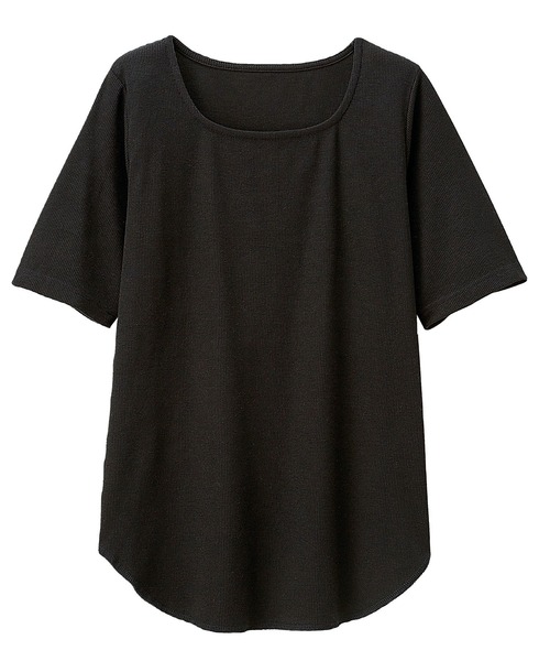 RANAN(ラナン)の「テレコリブ半袖カットソー(Tシャツ/カットソー・レディース・ピンクベージュ/杢グレー/オフホワイト/ブラック・LL/M/L)」の3枚目の写真