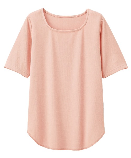 RANAN(ラナン)の「テレコリブ半袖カットソー(Tシャツ/カットソー・レディース・ピンクベージュ/杢グレー/オフホワイト/ブラック・LL/M/L)」の7枚目の写真