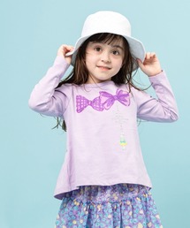 KP | 【TioTio抗ウィルス加工】mimiちゃんチャーム刺しゅうとリボンプリント長袖Tシャツ(100-130cm)(Tシャツ/カットソー)