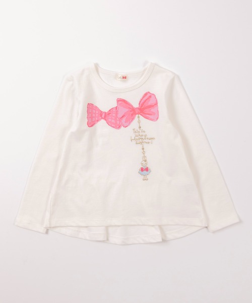 KP（ケーピー）の「TioTio抗ウィルス加工/mimiちゃんチャーム刺しゅうとリボンプリント長袖Tシャツ(100-130cm)（Tシャツ/カットソー・キッズ・オフホワイト/パープル・130cm/110cm/120cm/100cm）」の12枚目の写真