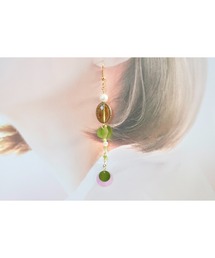 【hazeleyes】オリーブパールのロングピアス【hazeleyes-ヘーゼルアイズ】(MA)