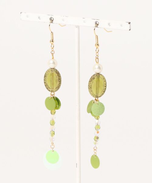 tone(トーン)の「【hazeleyes】オリーブパールのロングピアス【hazeleyes-ヘーゼルアイズ】(MA)(ピアス(両耳用)・レディース・オリーブ・FREE)」の5枚目の写真
