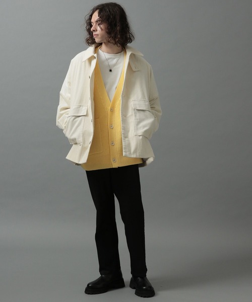 HARE（ハレ）の「ダブルポケットVカーディガン(HARE)（ニット/セーター・メンズ・ブラック/グレー/イエロー/グリーン・SMALL/MEDIUM）」の8枚目の写真