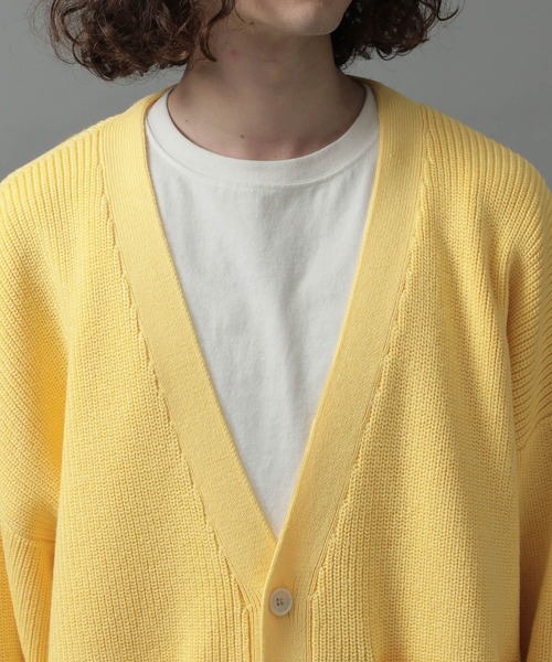HARE（ハレ）の「ダブルポケットVカーディガン(HARE)（ニット/セーター・メンズ・ブラック/グレー/イエロー/グリーン・SMALL/MEDIUM）」の15枚目の写真