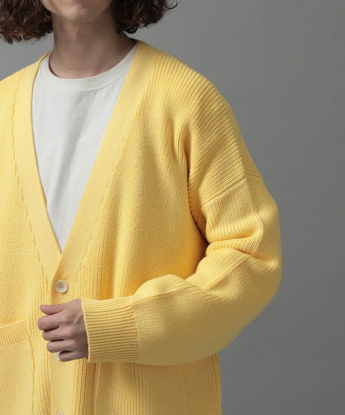 HARE（ハレ）の「ダブルポケットVカーディガン(HARE)（ニット/セーター・メンズ・ブラック/グレー/イエロー/グリーン・SMALL/MEDIUM）」の17枚目の写真