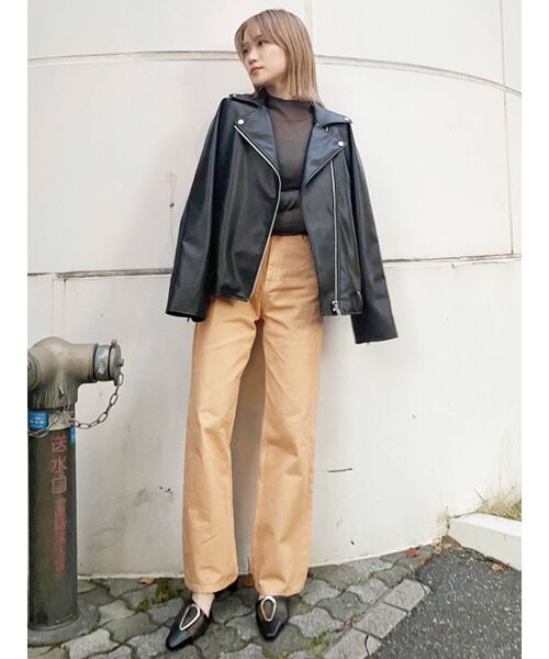 MURUA（ムルーア）の「ルーズライダース（ライダースジャケット・レディース・ブラック/ベージュ・FREE）」の6枚目の写真