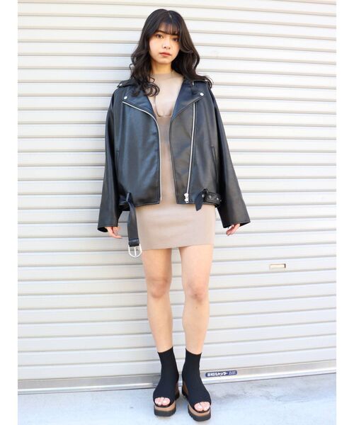 MURUA（ムルーア）の「ルーズライダース（ライダースジャケット・レディース・ブラック/ベージュ・FREE）」の18枚目の写真