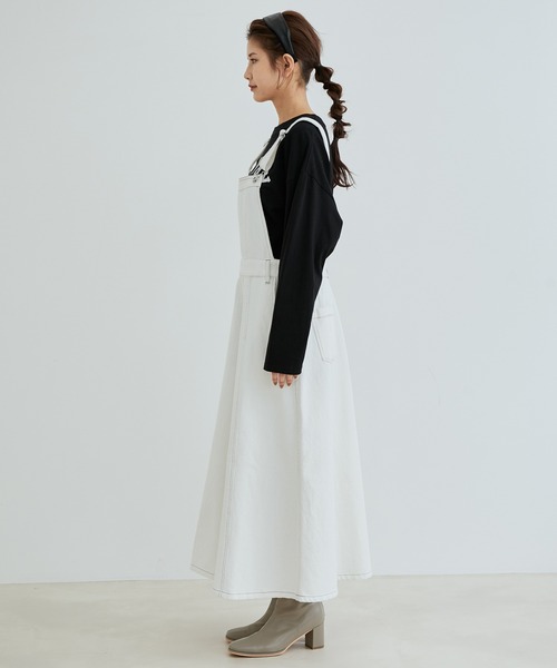 vis-`a-vis（ビサビ）の「【WEB限定】デニム＆ツイルジャンパースカート（ジャンパースカート・レディース・ホワイト/ネイビー・M/S）」の12枚目の写真