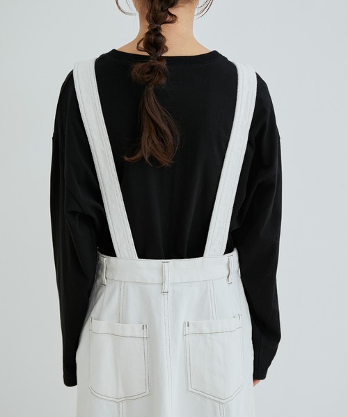 vis-`a-vis（ビサビ）の「【WEB限定】デニム＆ツイルジャンパースカート（ジャンパースカート・レディース・ホワイト/ネイビー・M/S）」の20枚目の写真