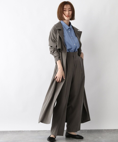 A part by（アパートバイ）の「RyPoガウントレンチコート（トレンチコート・レディース・チャコールグレー/ベージュ/アイボリー/ライトグリーン/ネイビー・SMALL/MEDIUM）」の9枚目の写真