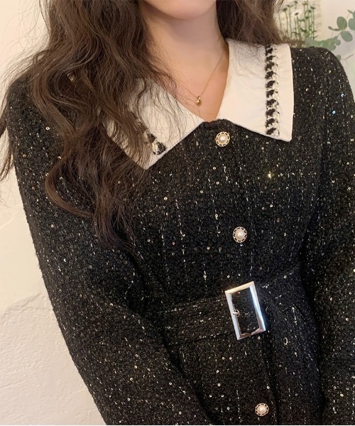 chuu（チュー）の「CHUU ツイードミニワンピ（ワンピース・レディース・ブラック・FREE）」の17枚目の写真