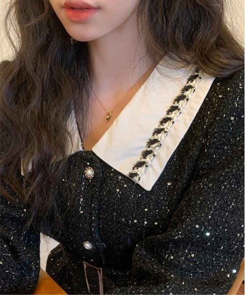 chuu（チュー）の「CHUU ツイードミニワンピ（ワンピース・レディース・ブラック・FREE）」の10枚目の写真