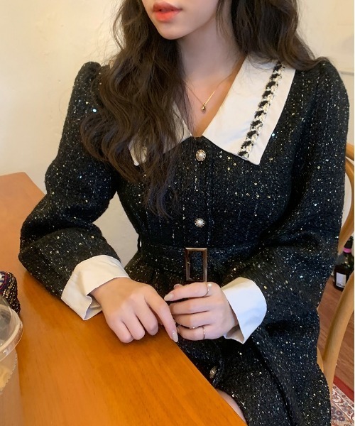 chuu（チュー）の「CHUU ツイードミニワンピ（ワンピース・レディース・ブラック・FREE）」の18枚目の写真