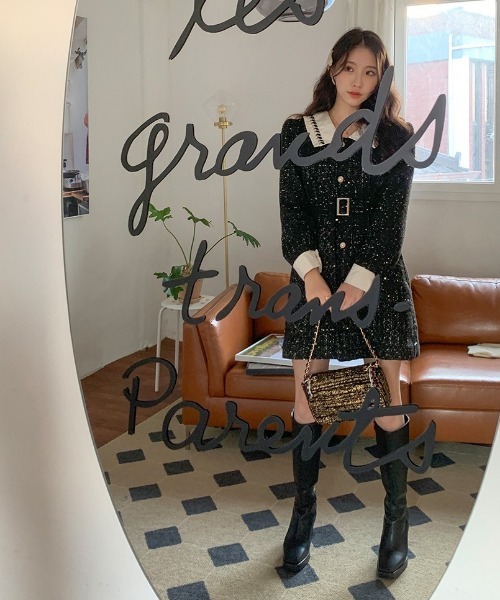 chuu（チュー）の「CHUU ツイードミニワンピ（ワンピース・レディース・ブラック・FREE）」の13枚目の写真