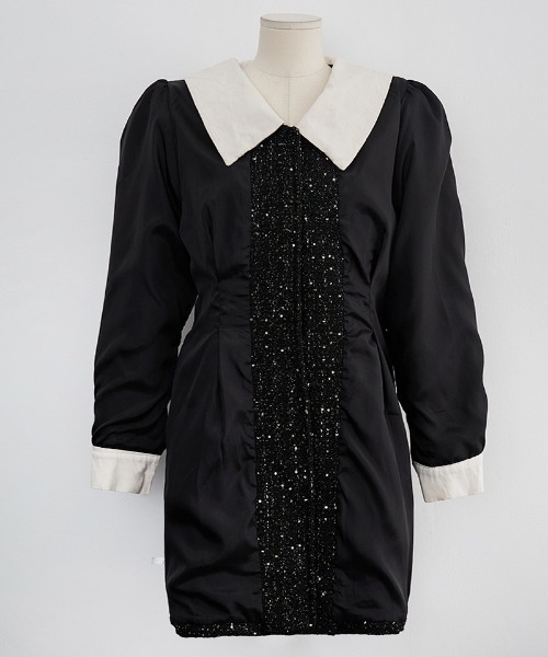 chuu（チュー）の「CHUU ツイードミニワンピ（ワンピース・レディース・ブラック・FREE）」の4枚目の写真