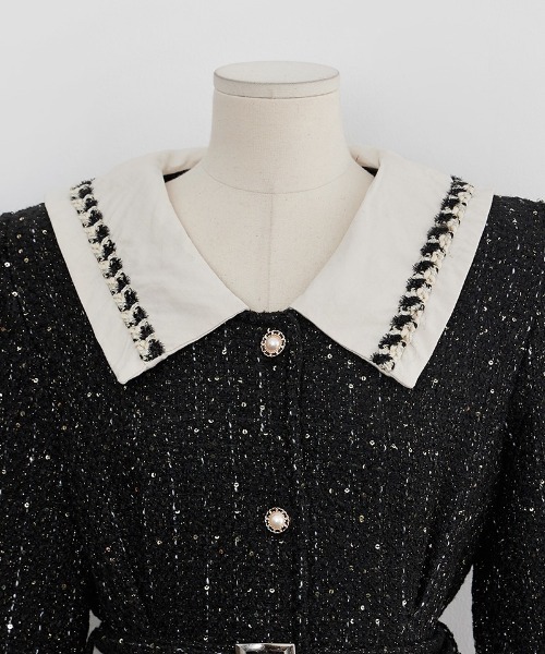 chuu（チュー）の「CHUU ツイードミニワンピ（ワンピース・レディース・ブラック・FREE）」の11枚目の写真