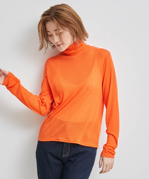 ROPE' PICNIC（ロペピクニック）の「シアーカットタートルトップス（Tシャツ/カットソー・レディース・オフホワイト/オレンジ/ブラック/グリーン・38）」の4枚目の写真