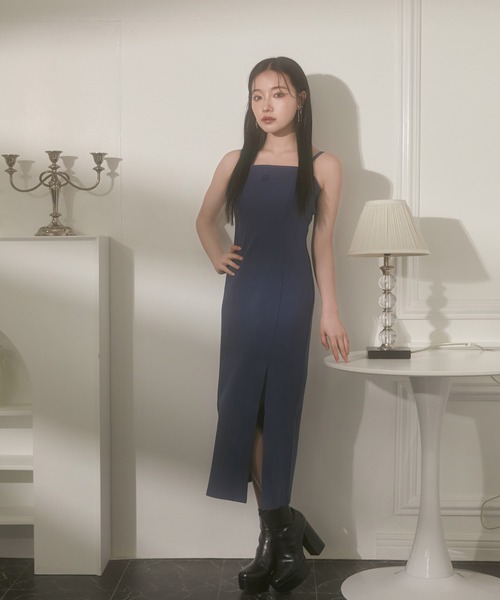 ANDGEEBEE(アンジービー)の「スリットキャミワンピ(ワンピース・レディース・ブルー/ブラック・MEDIUM)」の7枚目の写真