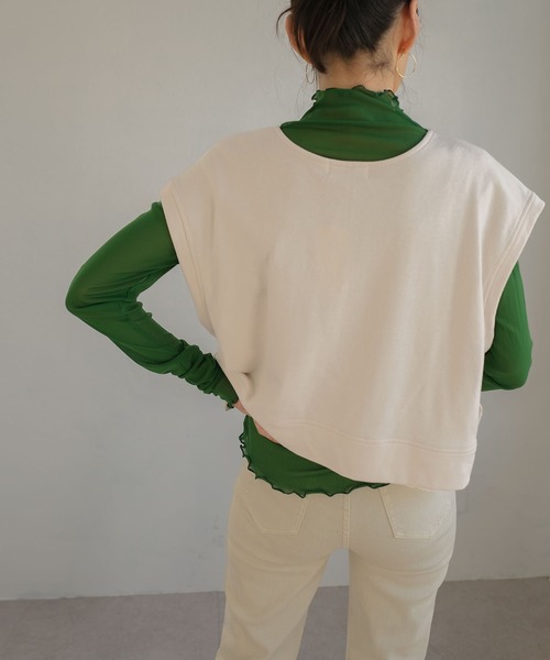 ＡＮＤＪ（アンドジェイ）の「袖シャーリングハイネックシアートップス（Tシャツ/カットソー・レディース・グリーン/ブラウン/ブラック/ピンク/グリーン系その他/ピンク系その他/アイボリー/レッド/ブルー/イエロー・M）」の14枚目の写真