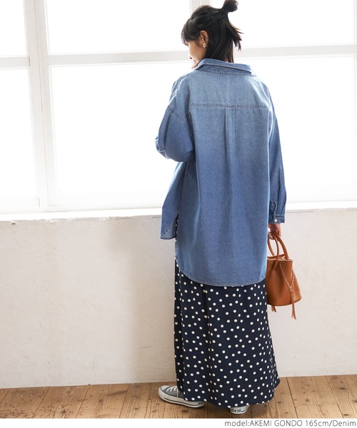 coca(coca)(コカ)の「\新色追加/ビッグデニムシャツ(シャツ/ブラウス・レディース・ブルー系その他/アイボリー・ONE SIZE/M/L)」の6枚目の写真