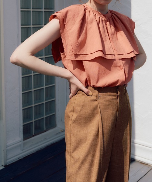 titivate(ティティベイト)の「スクエアビッグカラーノースリーブブラウス(シャツ/ブラウス・レディース・イエロー/ブルー/パープル/オフホワイト/ブラック/ライトグリーン/オレンジ系その他・M/S)」の7枚目の写真