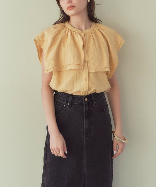 titivate(ティティベイト)の「スクエアビッグカラーノースリーブブラウス(シャツ/ブラウス・レディース・イエロー/ブルー/パープル/オフホワイト/ブラック/ライトグリーン/オレンジ系その他・M/S)」の12枚目の写真