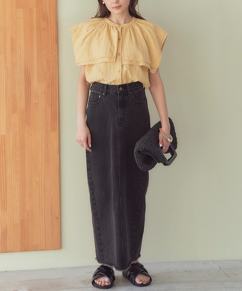 titivate(ティティベイト)の「スクエアビッグカラーノースリーブブラウス(シャツ/ブラウス・レディース・イエロー/ブルー/パープル/オフホワイト/ブラック/ライトグリーン/オレンジ系その他・M/S)」の15枚目の写真