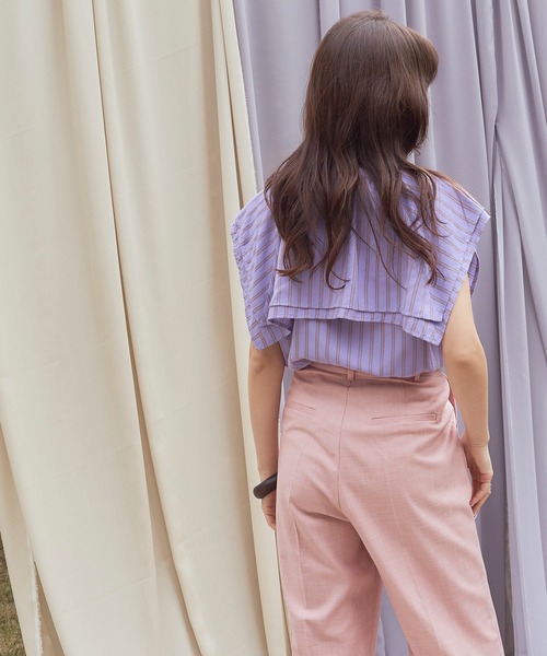 titivate(ティティベイト)の「スクエアビッグカラーノースリーブブラウス(シャツ/ブラウス・レディース・イエロー/ブルー/パープル/オフホワイト/ブラック/ライトグリーン/オレンジ系その他・M/S)」の16枚目の写真