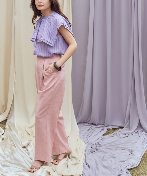 titivate(ティティベイト)の「スクエアビッグカラーノースリーブブラウス(シャツ/ブラウス・レディース・イエロー/ブルー/パープル/オフホワイト/ブラック/ライトグリーン/オレンジ系その他・M/S)」の18枚目の写真