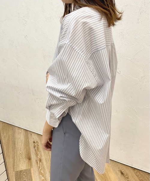 apres jour（アプレジュール）の「ストライプルーズシャツ【ZOZOTOWN限定アイテム】（シャツ/ブラウス・レディース・グリーン系その他/ネイビー/ライトピンク/ライトグレー・X-LARGE/フリー）」の6枚目の写真