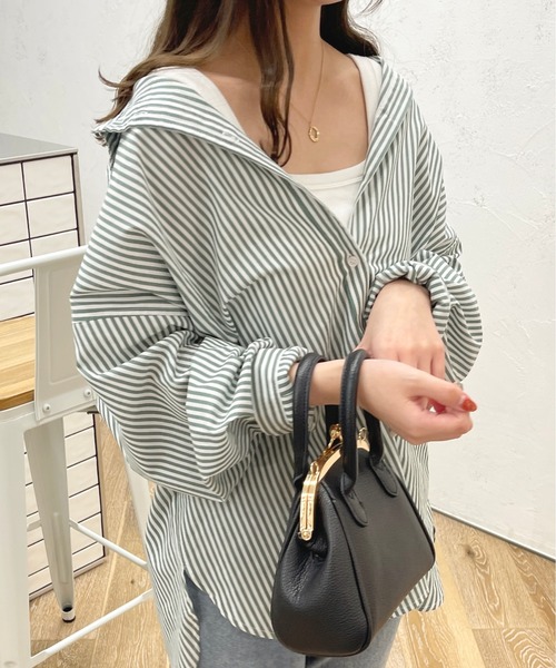 apres jour（アプレジュール）の「ストライプルーズシャツ【ZOZOTOWN限定アイテム】（シャツ/ブラウス・レディース・グリーン系その他/ネイビー/ライトピンク/ライトグレー・X-LARGE/フリー）」の11枚目の写真