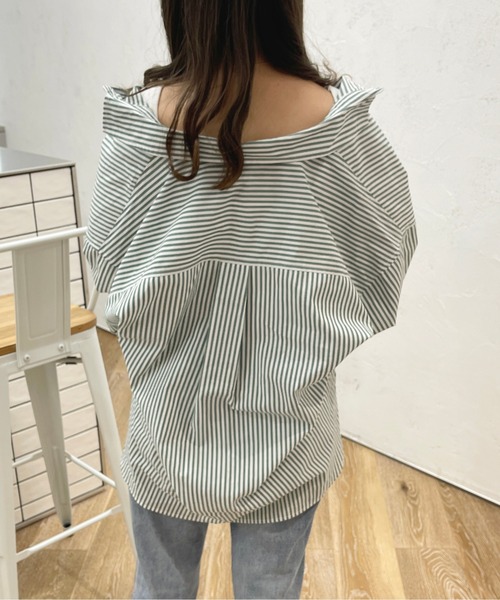 apres jour（アプレジュール）の「ストライプルーズシャツ【ZOZOTOWN限定アイテム】（シャツ/ブラウス・レディース・グリーン系その他/ネイビー/ライトピンク/ライトグレー・X-LARGE/フリー）」の13枚目の写真