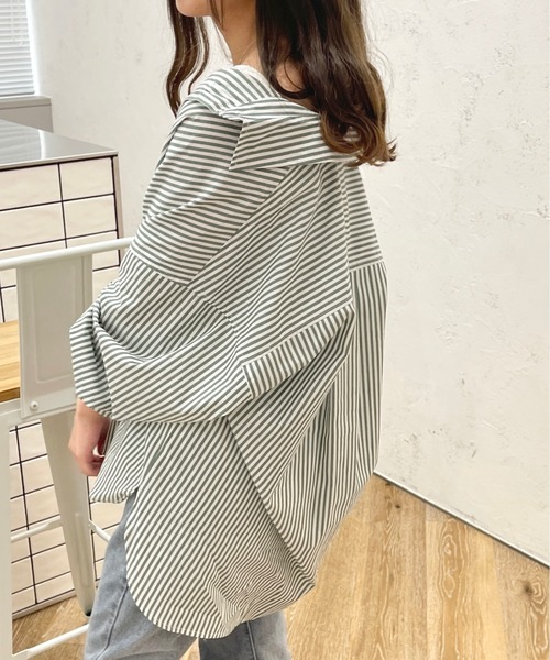 apres jour（アプレジュール）の「ストライプルーズシャツ【ZOZOTOWN限定アイテム】（シャツ/ブラウス・レディース・グリーン系その他/ネイビー/ライトピンク/ライトグレー・X-LARGE/フリー）」の14枚目の写真